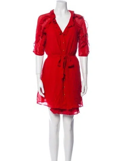 Pre-owned Sézane V-neck Mini Dress In Red