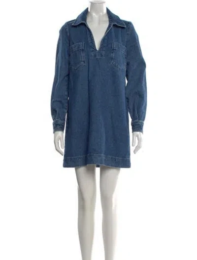 Pre-owned Sézane V-neck Mini Dress W/ Tags In Blue