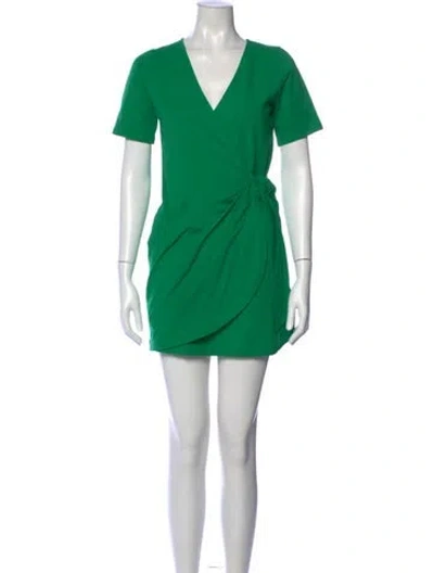 Pre-owned Sézane V-neck Mini Dress W/ Tags In Green