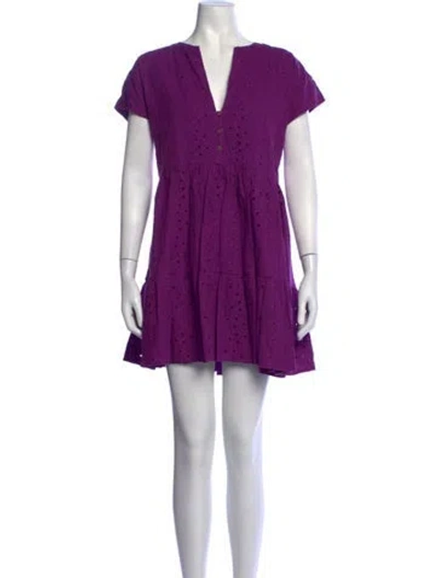 Pre-owned Sézane V-neck Mini Dress W/ Tags In Purple