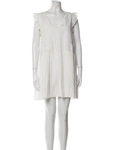 Pre-owned Sézane V-neck Mini Dress In White