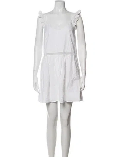 Pre-owned Sézane V-neck Mini Dress In White