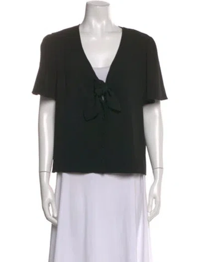 Pre-owned Sézane V-neck Short Sleeve Blouse In Black