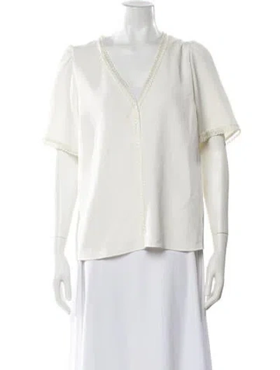 Pre-owned Sézane V-neck Short Sleeve Blouse In Neutral