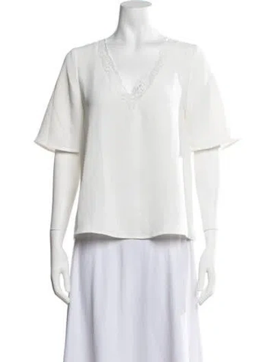 Pre-owned Sézane V-neck Short Sleeve Blouse In Neutrals