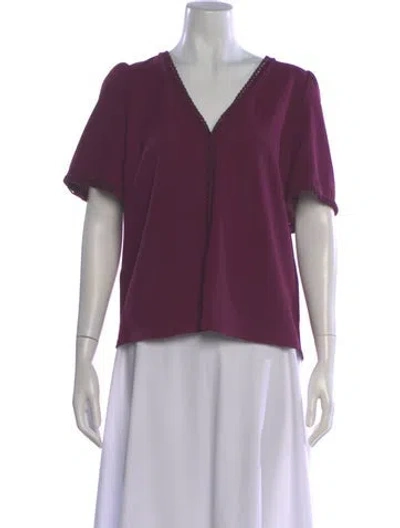 Pre-owned Sézane V-neck Short Sleeve Blouse In Purple