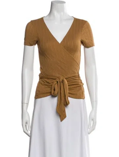 Pre-owned Sézane V-neck Short Sleeve Blouse W/ Tags In Brown
