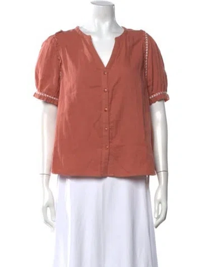 Pre-owned Sézane V-neck Short Sleeve Blouse W/ Tags In Neutral