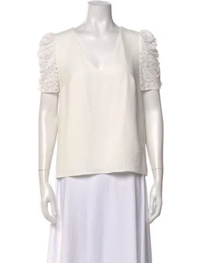 Pre-owned Sézane V-neck Short Sleeve Blouse In White
