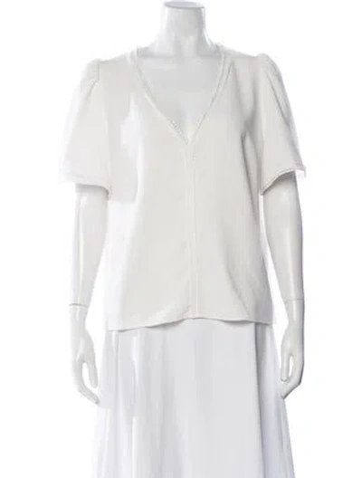 Pre-owned Sézane V-neck Short Sleeve Blouse In White