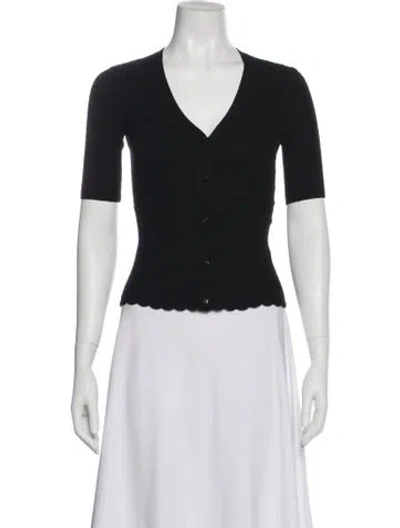 Pre-owned Sézane V-neck Short Sleeve Crop Top In Black