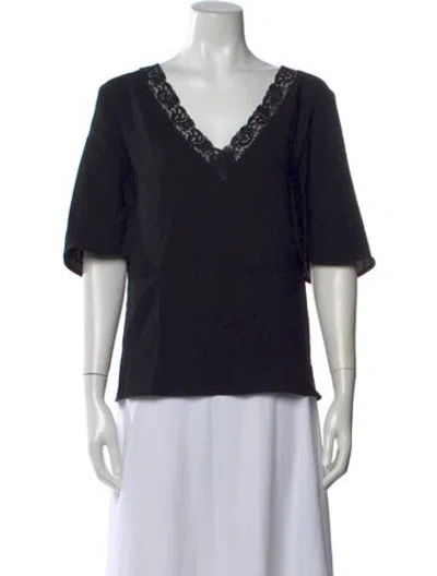 Pre-owned Sézane V-neck Short Sleeve Top In Black