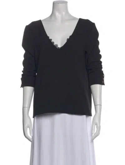 Pre-owned Sézane V-neck Short Sleeve Top In Black