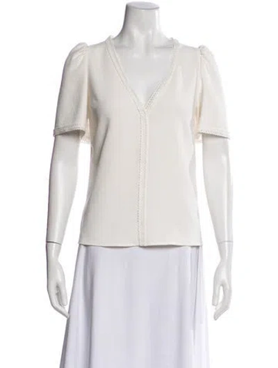 Pre-owned Sézane V-neck Short Sleeve Top In Neutral