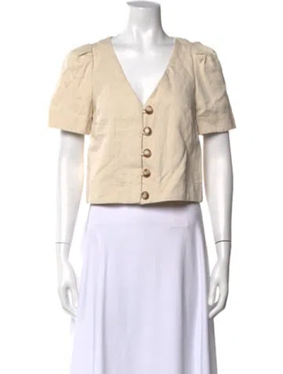 Pre-owned Sézane V-neck Short Sleeve Top In Neutral