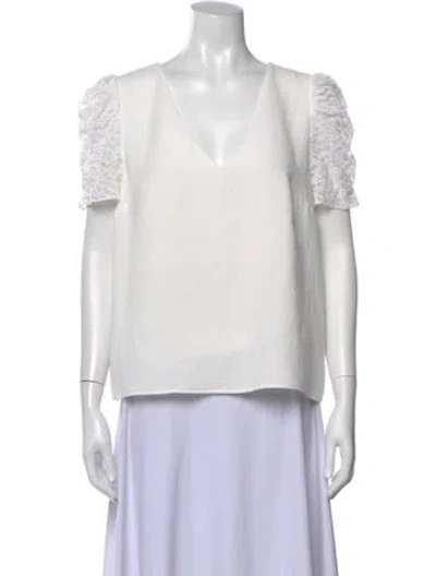 Pre-owned Sézane V-neck Short Sleeve Top In White