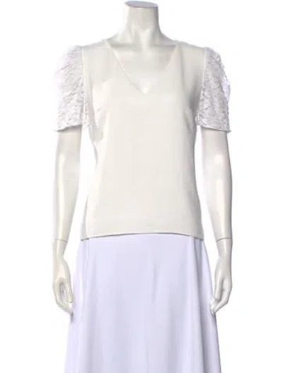 Pre-owned Sézane V-neck Short Sleeve Top In White