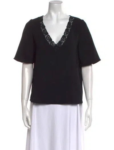 Pre-owned Sézane V-neck Short Sleeve T-shirt In Black