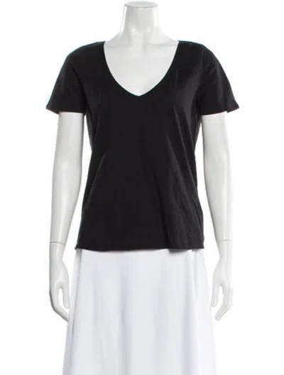 Pre-owned Sézane V-neck Short Sleeve T-shirt In Black