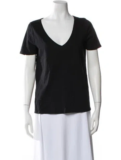 Pre-owned Sézane V-neck Short Sleeve T-shirt In Black