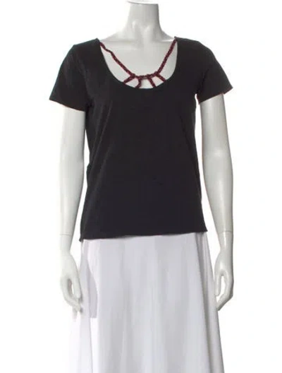 Pre-owned Sézane V-neck Short Sleeve T-shirt In Black