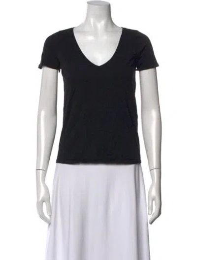 Pre-owned Sézane V-neck Short Sleeve T-shirt In Black