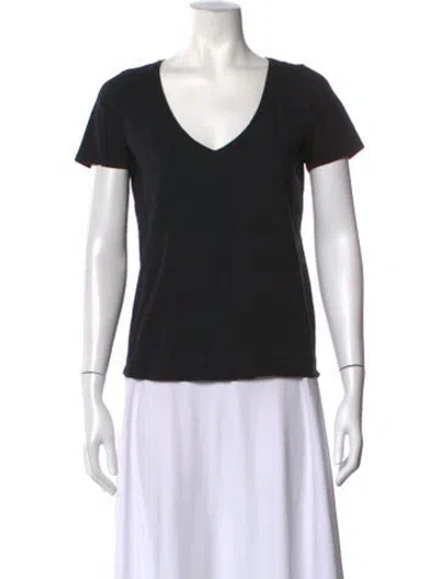 Pre-owned Sézane V-neck Short Sleeve T-shirt In Black