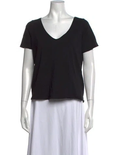 Pre-owned Sézane V-neck Short Sleeve T-shirt In Black