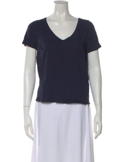 Pre-owned Sézane V-neck Short Sleeve T-shirt In Blue