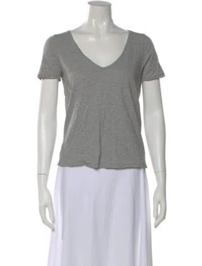 Pre-owned Sézane V-neck Short Sleeve T-shirt In Gray