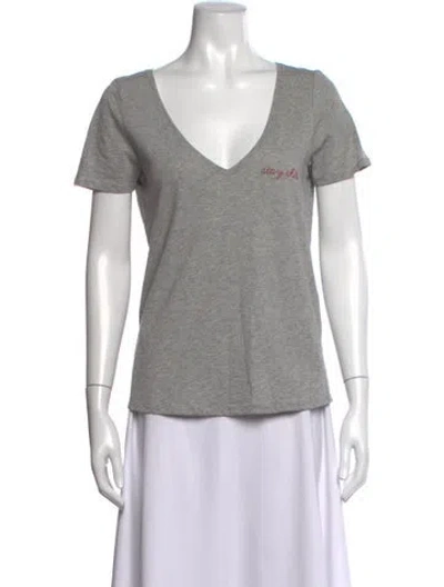 Pre-owned Sézane V-neck Short Sleeve T-shirt In Grey