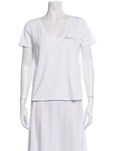 Pre-owned Sézane V-neck Short Sleeve T-shirt In White