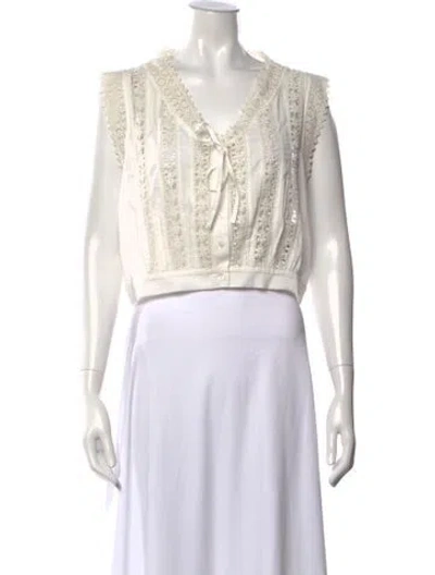 Pre-owned Sézane V-neck Sleeveless Blouse W/ Tags In White