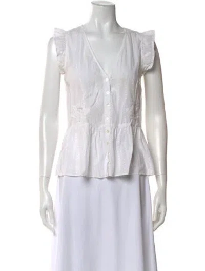 Pre-owned Sézane V-neck Sleeveless Blouse In White