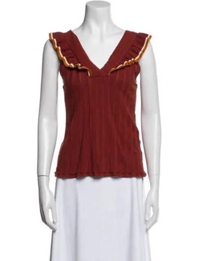 Pre-owned Sézane V-neck Sleeveless Top In Brown