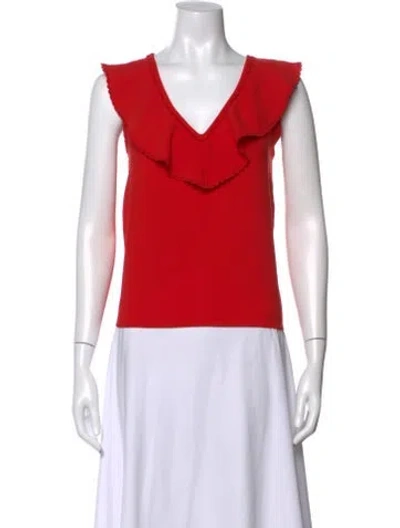 Pre-owned Sézane V-neck Sleeveless Top In Red