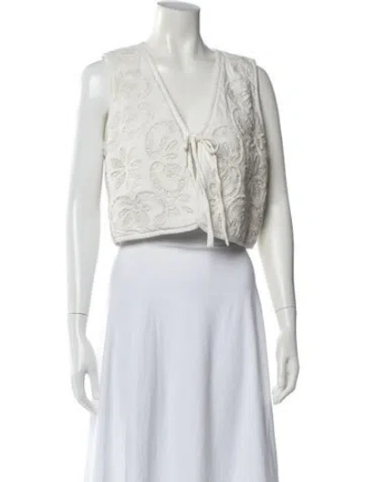 Pre-owned Sézane V-neck Sleeveless Top In White