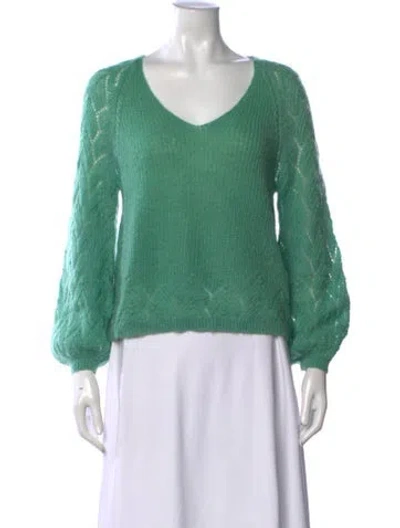 Pre-owned Sézane V-neck Sweater In Green