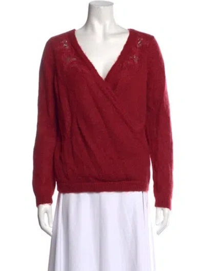 Pre-owned Sézane V-neck Sweater In Red