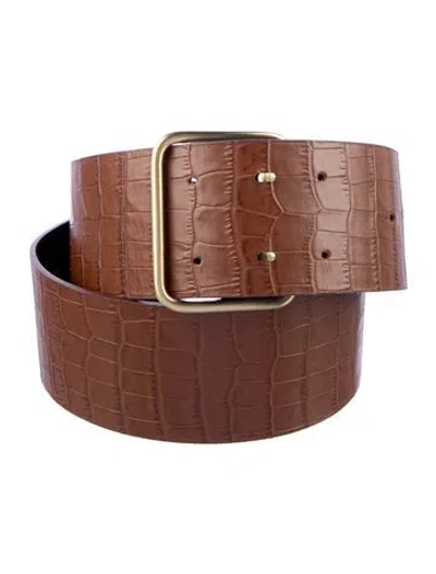 Pre-owned Sézane Wide Embossed Leather Belt In Brown
