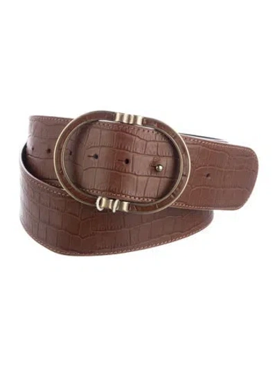 Pre-owned Sézane Wide Embossed Leather Belt W/ Tags In Brown
