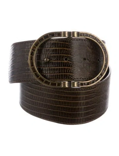 Pre-owned Sézane Wide Goat Leather Belt In Brown