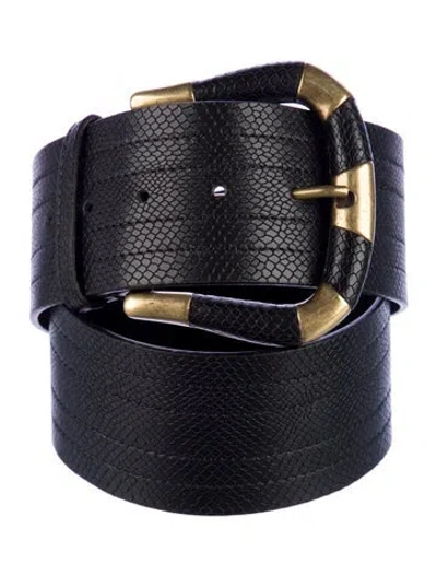 Pre-owned Sézane Wide Leather Belt In Black