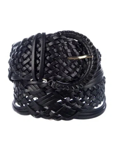 Pre-owned Sézane Wide Leather Belt In Black