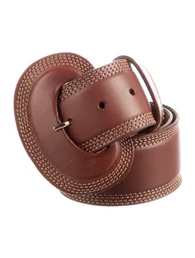 Pre-owned Sézane Wide Leather Belt In Brown