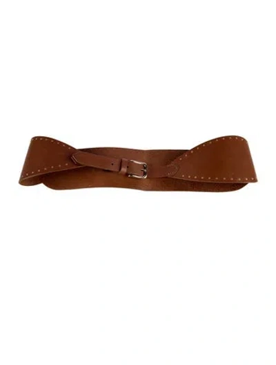 Pre-owned Sézane Wide Leather Waist Belt In Brown