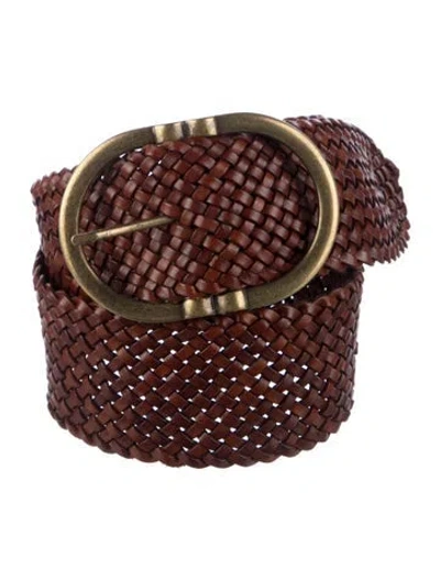 Pre-owned Sézane Wide Leather Waist Belt In Brown