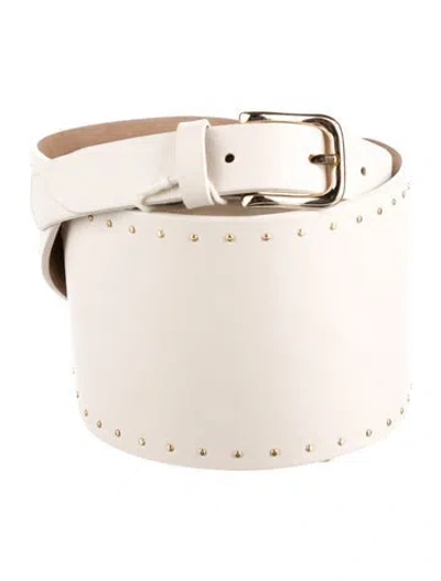 Pre-owned Sézane Wide Leather Waist Belt In Neutral