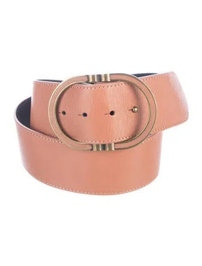 Pre-owned Sézane Wide Leather Waist Belt In Pink