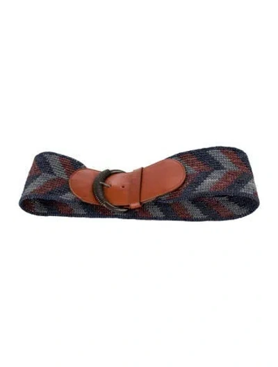 Pre-owned Sézane Wide Raffia Belt In Blue